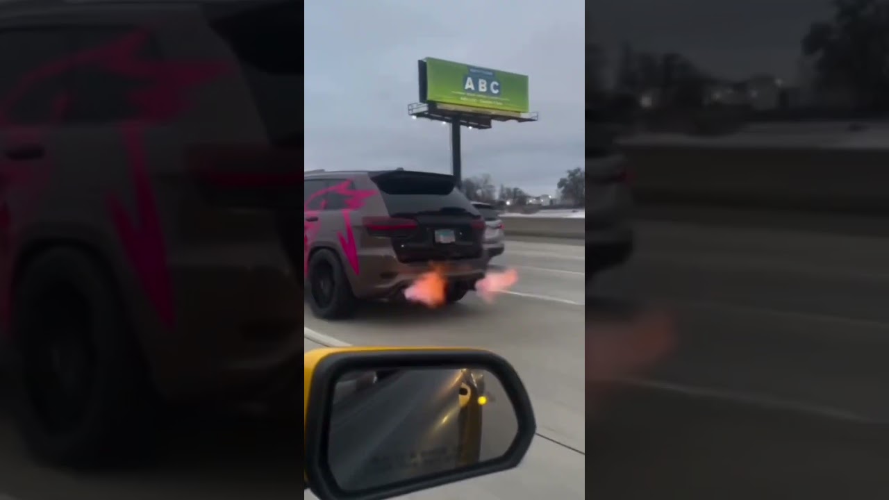Burble tune trackhawk spitting flames #cars #mopar #hellcat #trackhawk #shorts