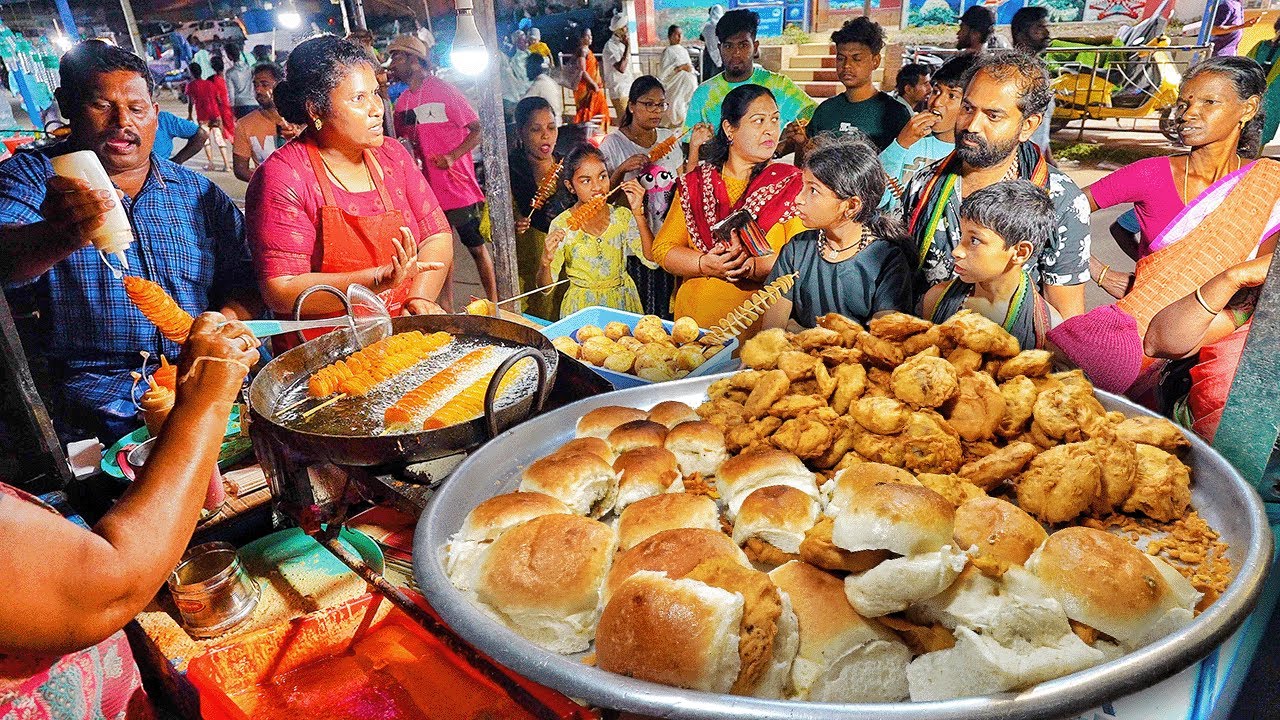 70/- Rs Street Food India 😍 Kanyakumari's Chettinad Biryani, Pani Puri, Gobi Manchurian, Makhan Idli