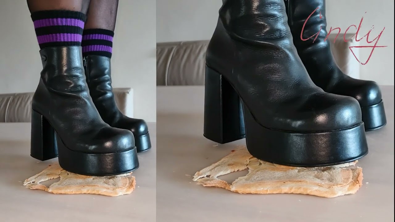 Cheese bread crushed under the boots