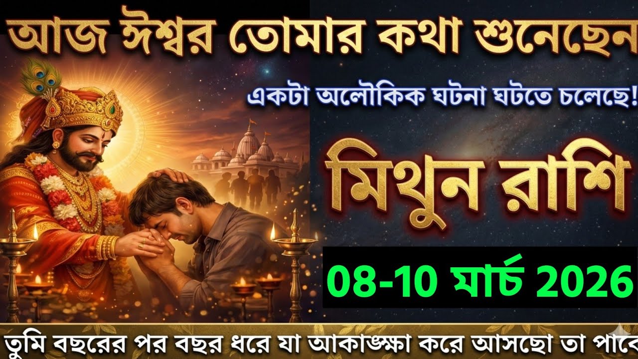 মিথুন রাশি, ০২ মার্চ, ২০২৬আজ ঈশ্বর তোমার কথা শুনেছেন একটা অলৌকিক ঘটনা ঘটতে চলেছে!