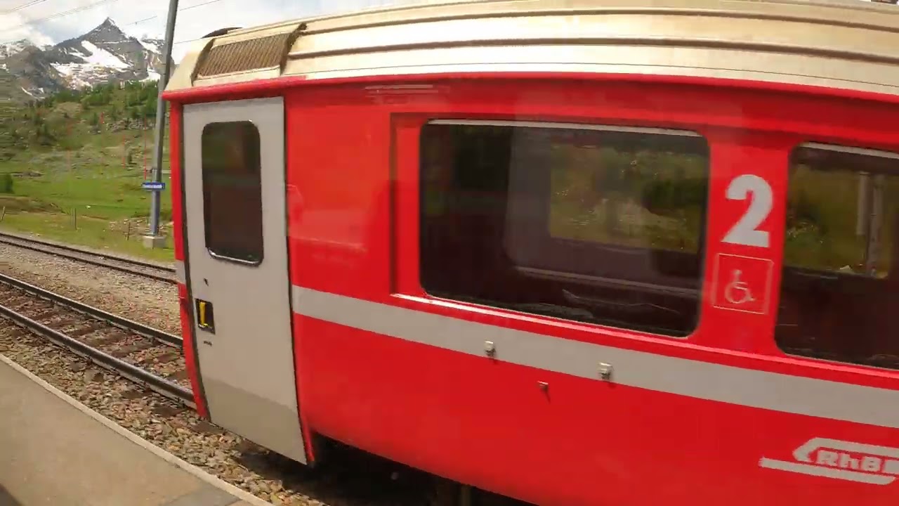 Scenic train ride from Saint Moritz to Alp Gruem June 2022