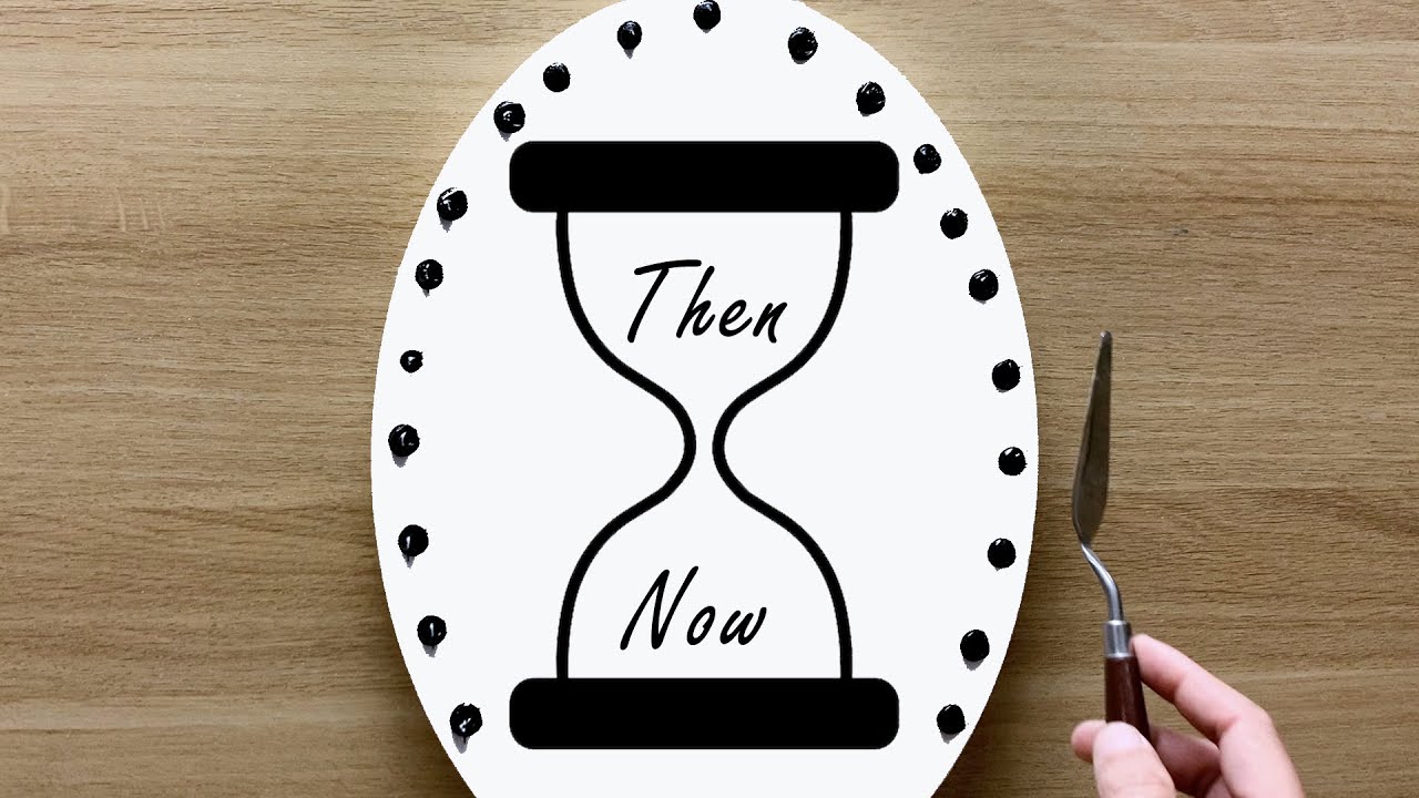 Then & Now Sand Timer Silhouette Acrylic Painting
