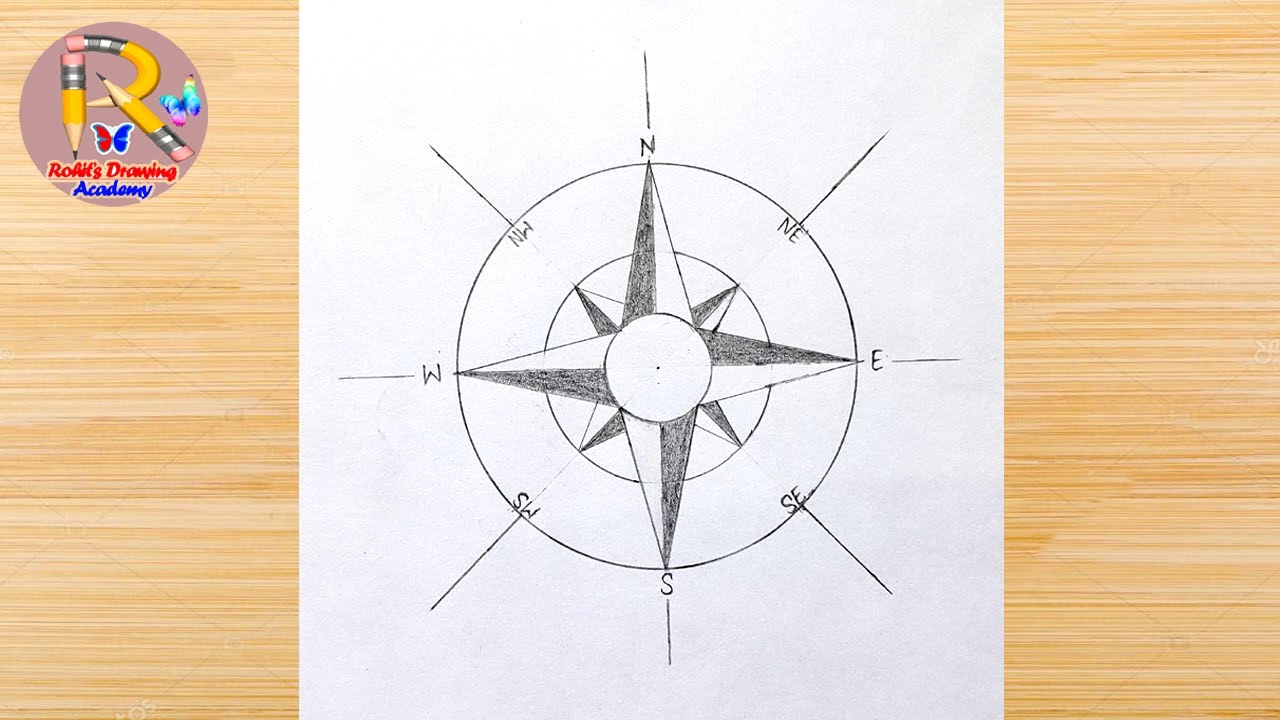How to draw a Compass. (Very easy drawing for beginners) | Compass Drawing | Major Directions.