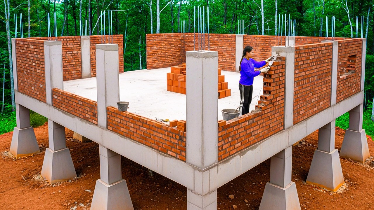 Step by Step Elevated House Build | Strong Brick Walls Shape My Dream