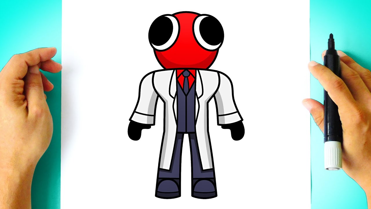 Como DESENHAR o RED do RAINBOW FRIENDS ROBLOX - Como DIBUJAR a RED de RAINBOW FRIENDS ROBLOX - Fácil