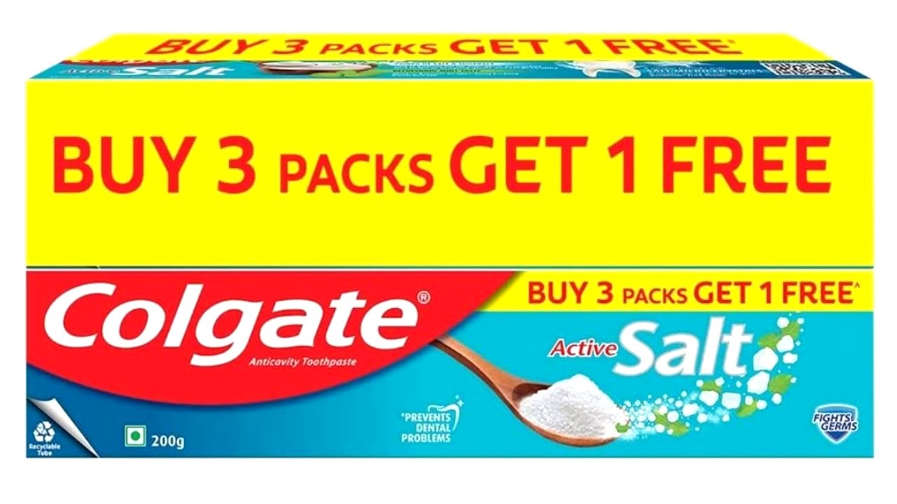 Colgate Active Salt Toothpaste | New Pack | Buy 3 Get 1 Free | 800g