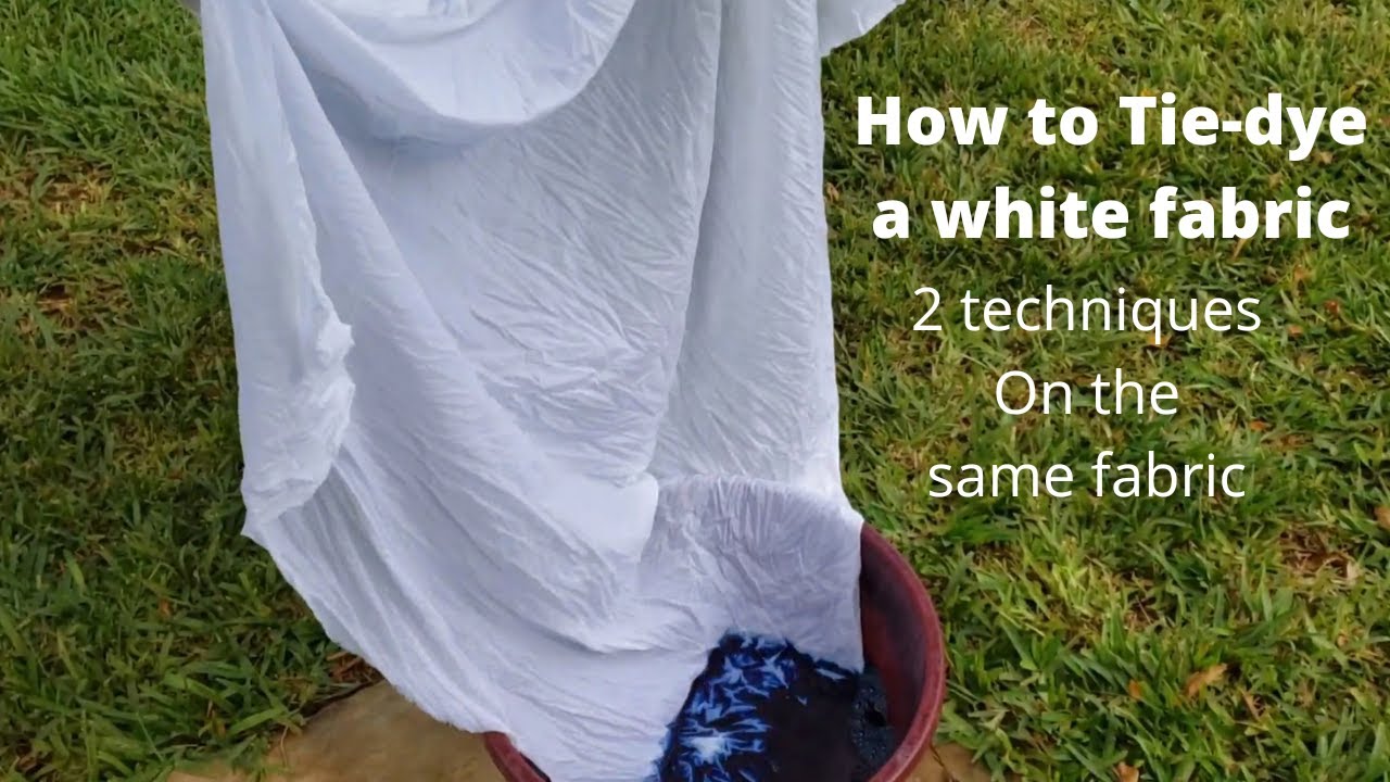 How to tie-dye a white fabric (2 techniques same fabric dip dye + clothes pegs method)  #tiedye