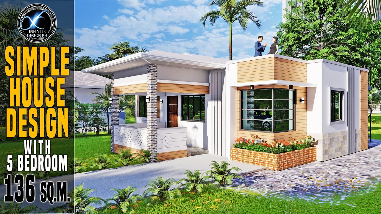 Simple House Design with 5 Bedroom and Roof-Deck | 10.00x16.00m.