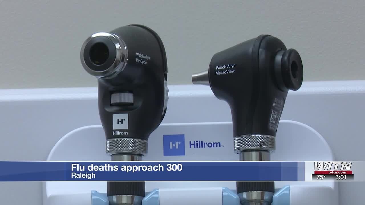 North Carolina flu deaths approach 300