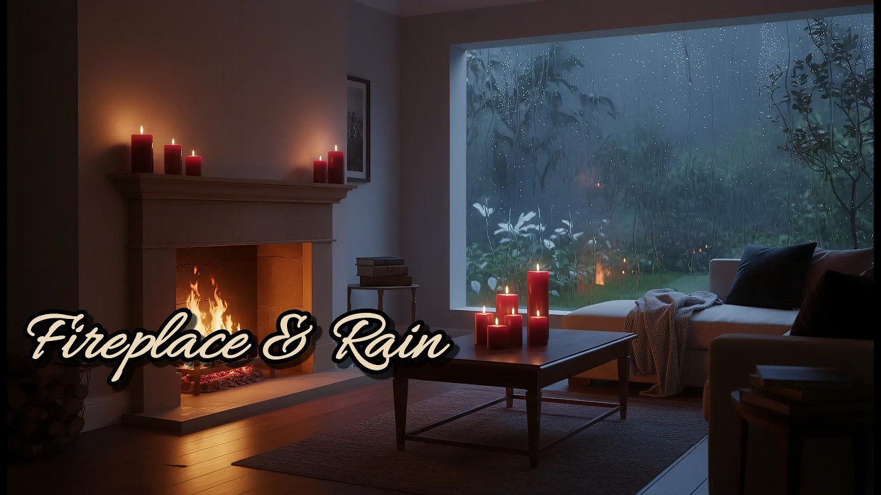 Fireplace & Rain Sounds 🌧️🔥 | Deep Relaxation, Stress Relief