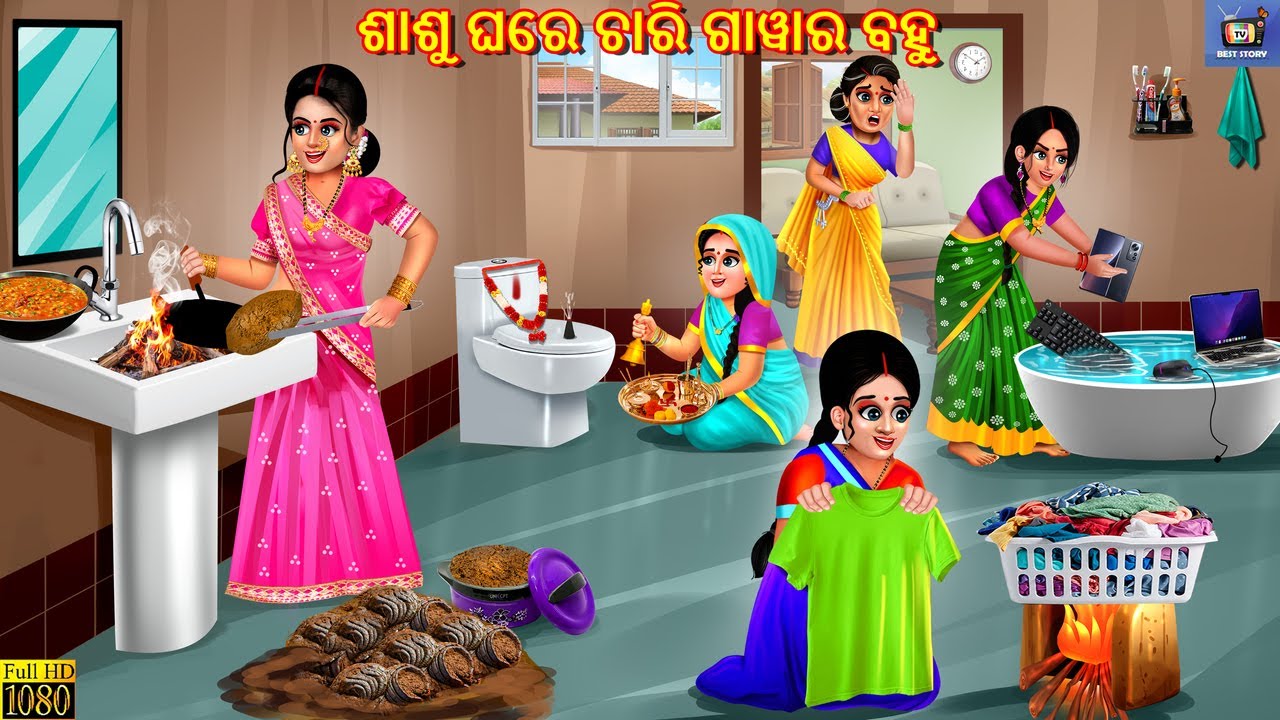 Sasu ghare chari gawar bahu | Odia Stories | Odia Moral Story | Odia Cartoon | Odia Story | Odia