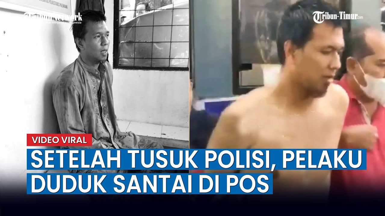 Viral, Seorang Pria Tusuk Polisi di Palembang. Setelah Menusuk Pelaku Duduk Santai di Pos Polisi