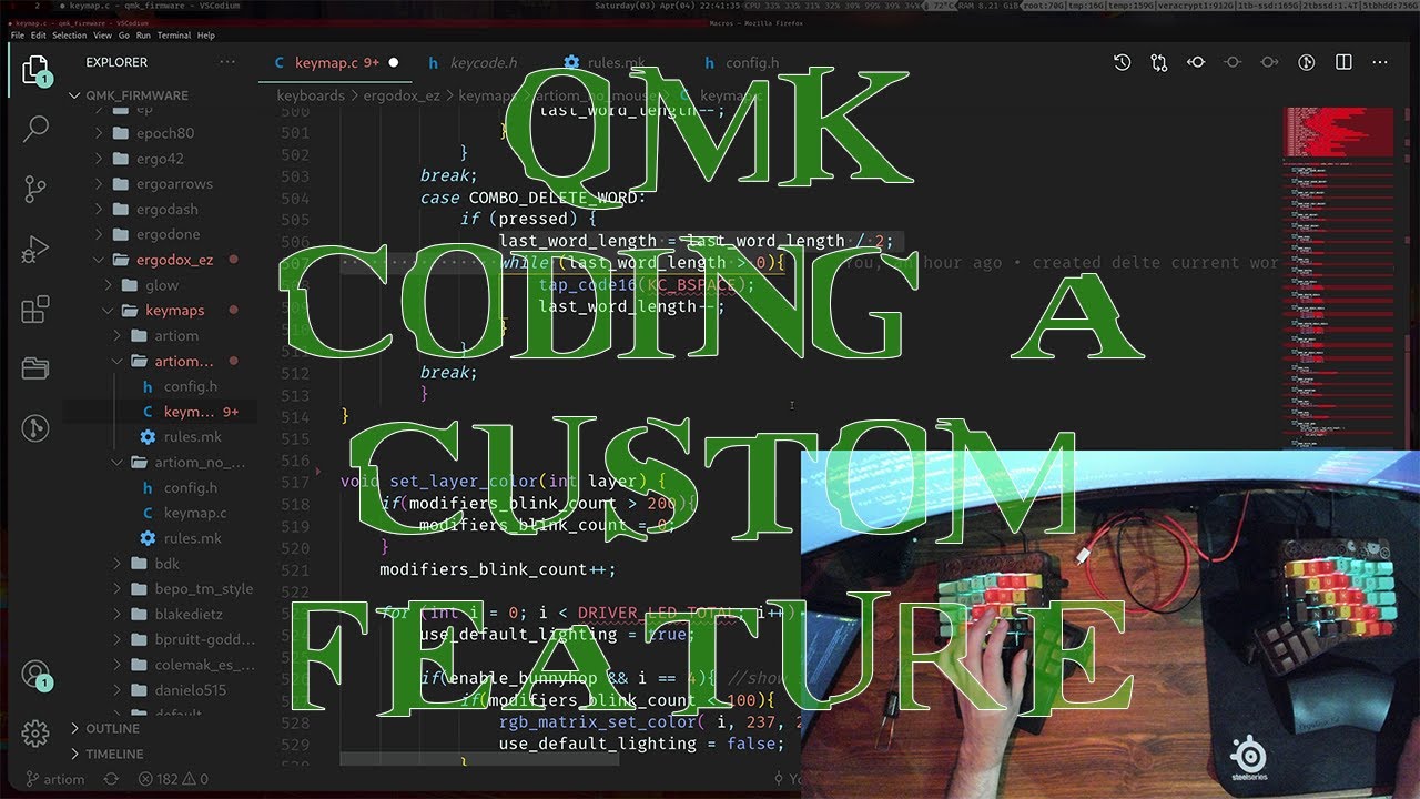 QMK firmware Delete Current Word custom feature C coding guide.