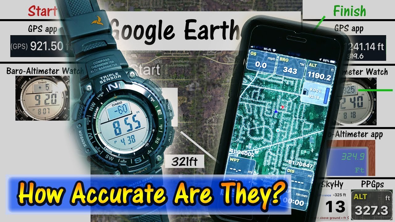 Тест высотомера — часы Casio против GPS, приложения для смартфонов и Google Earth | Эксперимент с...