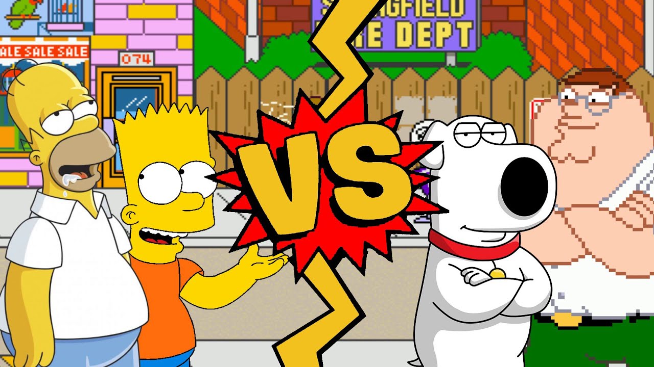 M.U.G.E.N. Battles | Homer/Bart vs Peter/Brian | The Simpsons vs Family Guy