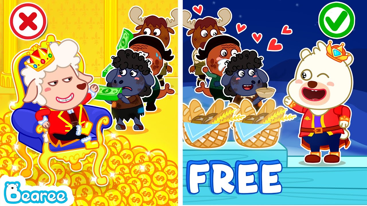 Kind King Bearee Vs Greedy King | How to Be a Good King? Rich vs Poor Stories for Kids | Bearee Bear