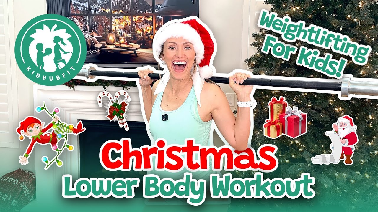Kids Lower Body Weightlifting Workout! At Home Christmas Exercise For Kids! (Ages 3-9) Kids Lifting!