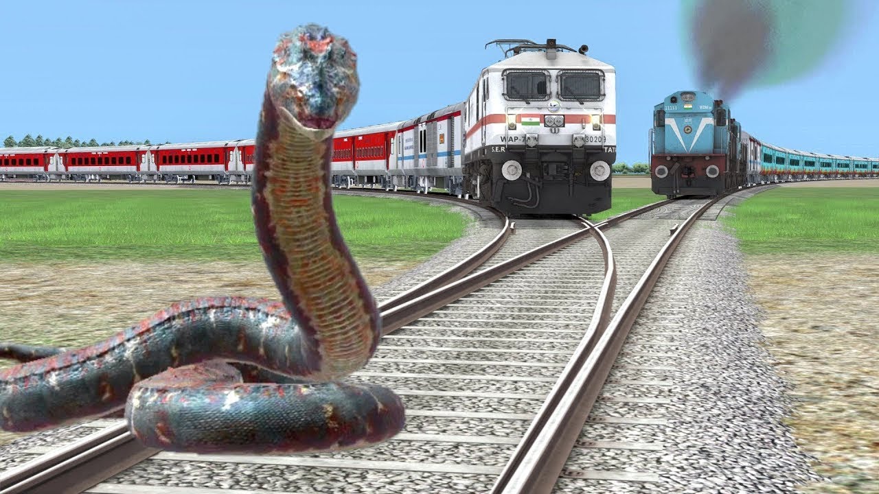 Giant SNAKE vs Two TRAINS | Stops The Train | BeamNG.Drive - Train Simulator 2023