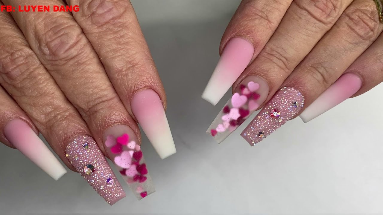 Acrylic Ombre With Heart | Nails Tutorial |