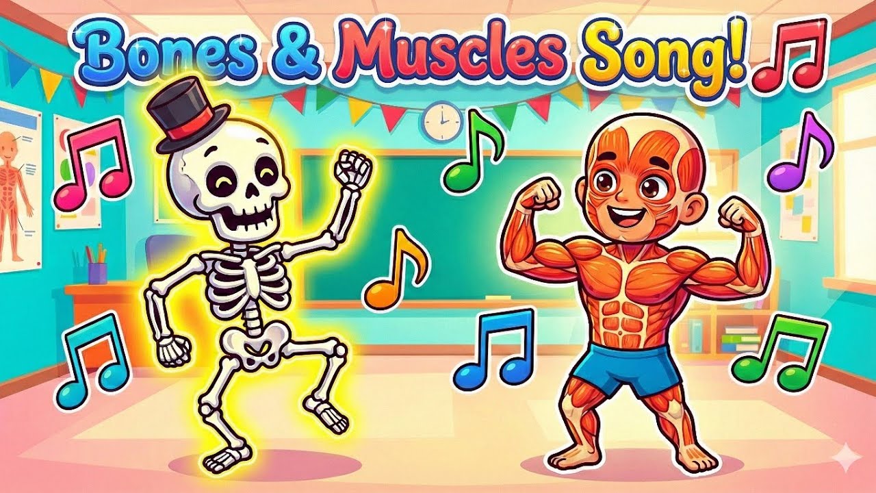“Sing Along! Bones & Muscles Song for Kids 🎵 Learn Human Body”