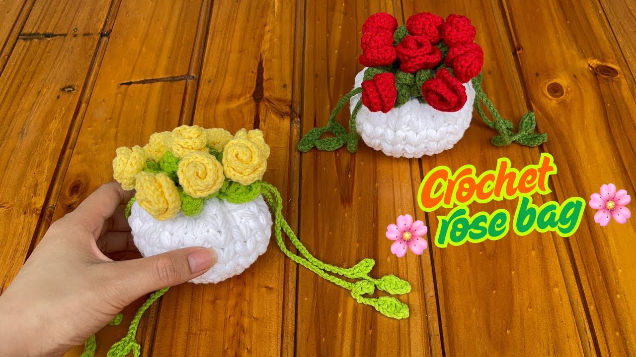 Crochet rose bag | Hướng dẫn móc túi hoa hồng