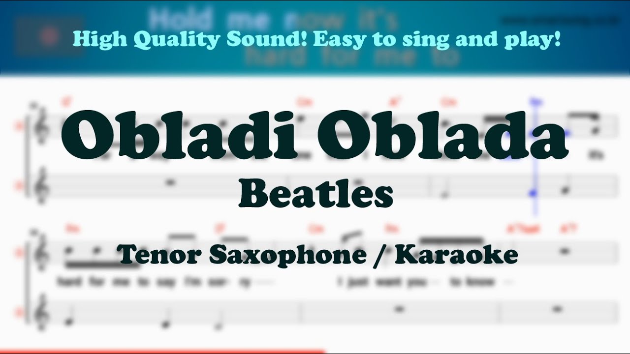 Obladi Oblada - Beatles (Tenor/Soprano Saxophone Sheet Music F Key / Karaoke / Easy Solo Cover)