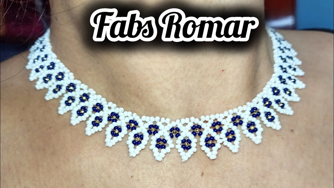 Como hacer collar de chaquira blanco /azul marino fácil paso a paso 🩵