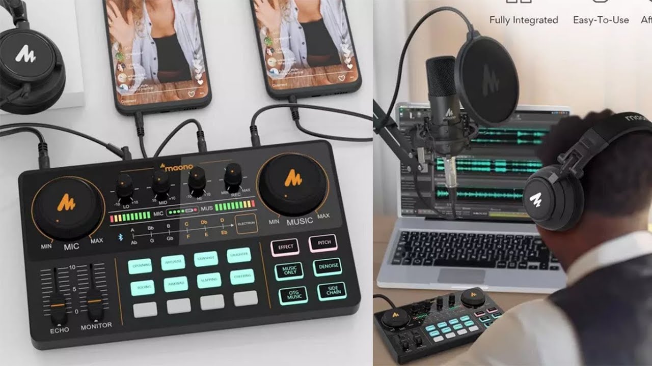 MAONO Audio Interface Sound Card with XLR Podcast Microphone For Live Sound Recording Microphone kit