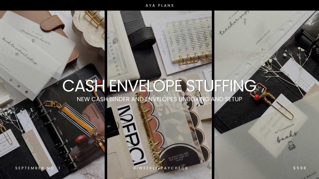 CASH ENVELOPE STUFFING | new cash binder and envelopes & budgeting with less pay 💔💸✨ | sept. no. 1