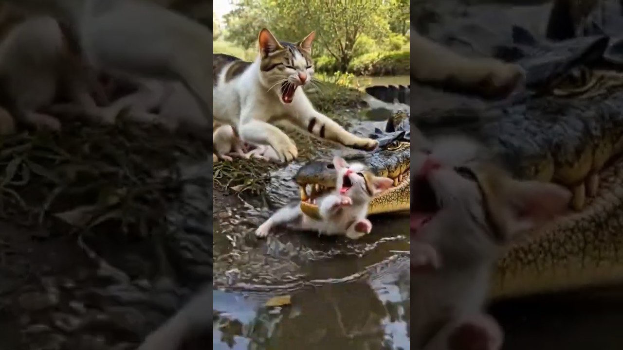 Brave Dog Saves Kitten from Crocodile 😱🐶🐊 | Hero Dog #shorts #wildliferescue