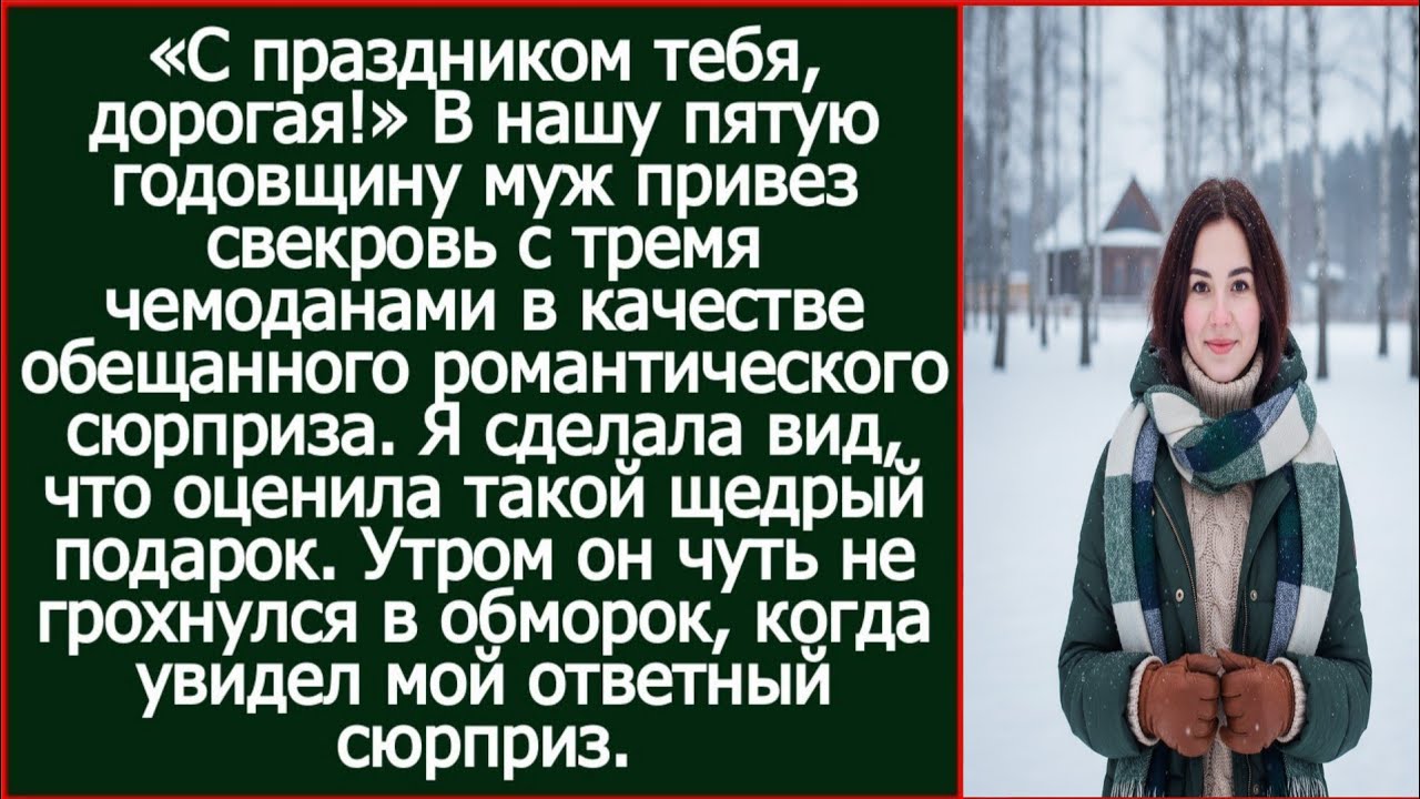 «С праздником тебя, дорогая!» В нашу пятую годовщину муж привез свекровь с тремя чемоданами