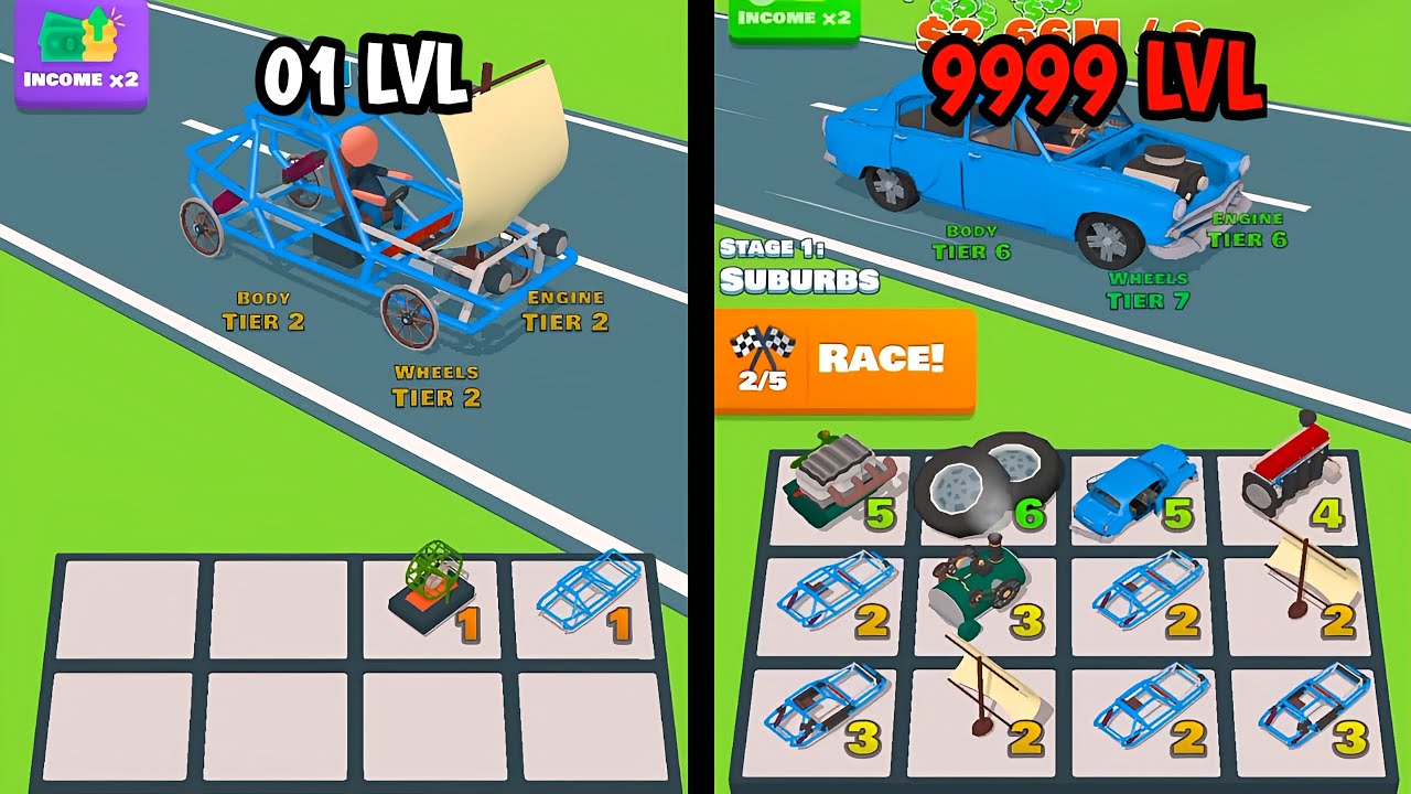 Idle Racer 3D : Tap Merge Race game in MAX LEVEL ⭐ Merge Simulator Battles