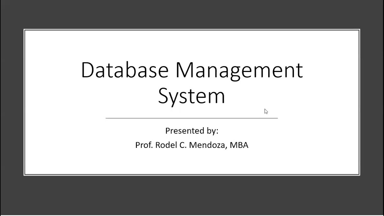 Introduction to Database Management and Administration (LECTURE TYPE)