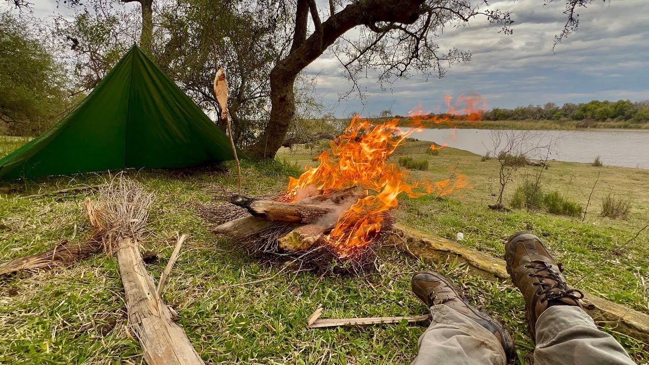 Pesca y Cocina “ME CAÍ AL RÍO” , armé Campamento, atarraya, recorrí y exploré todo el lugar 