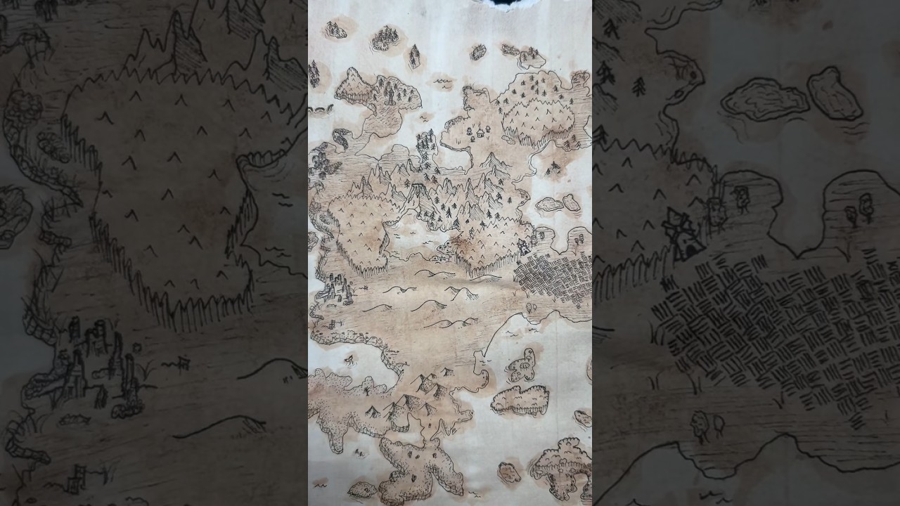 Fantasy Map🗺️ #map #drawing #diy #easy #rice #hacks #shorts #tea #old #art #lineart #fantasy #craft