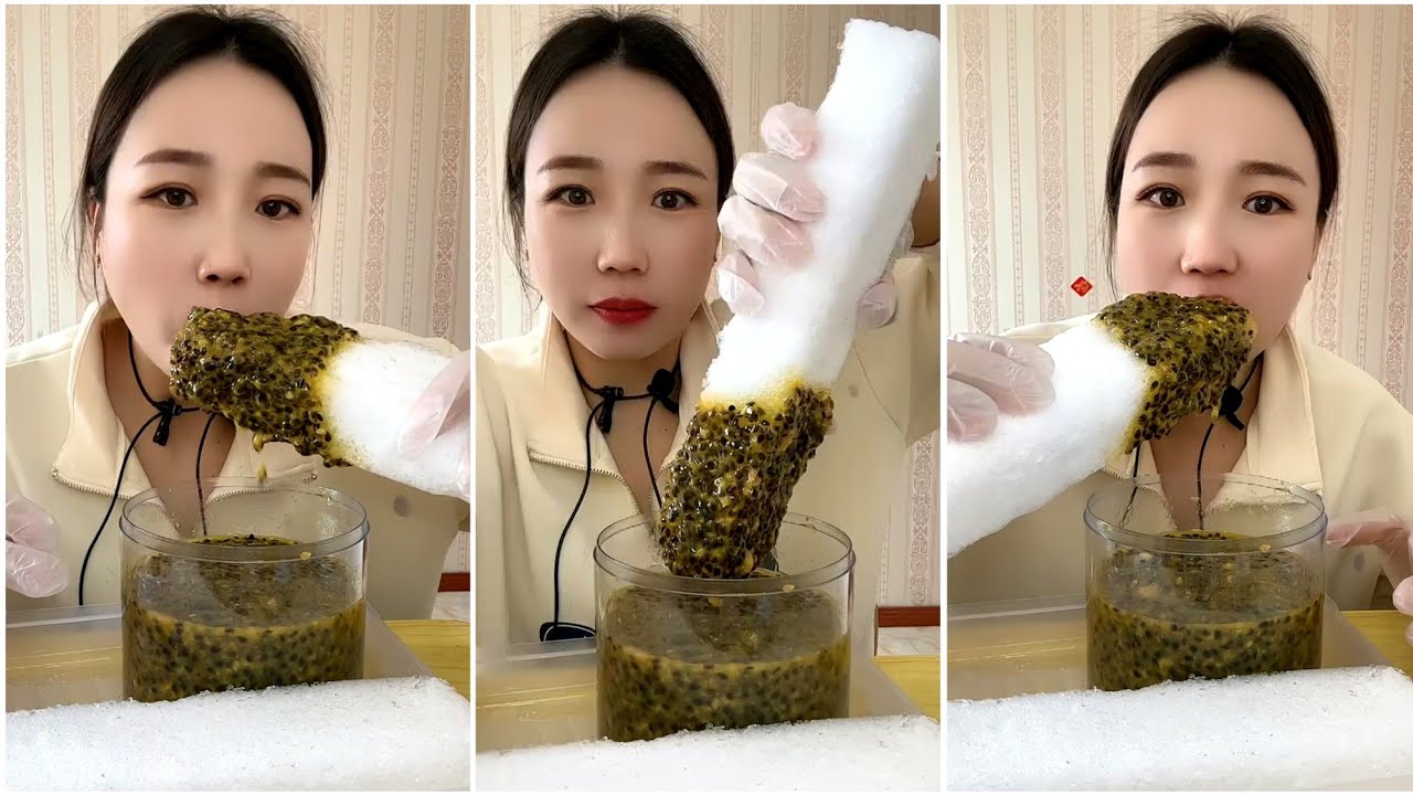 ASMR ICE EATING with PASSION FRUIT