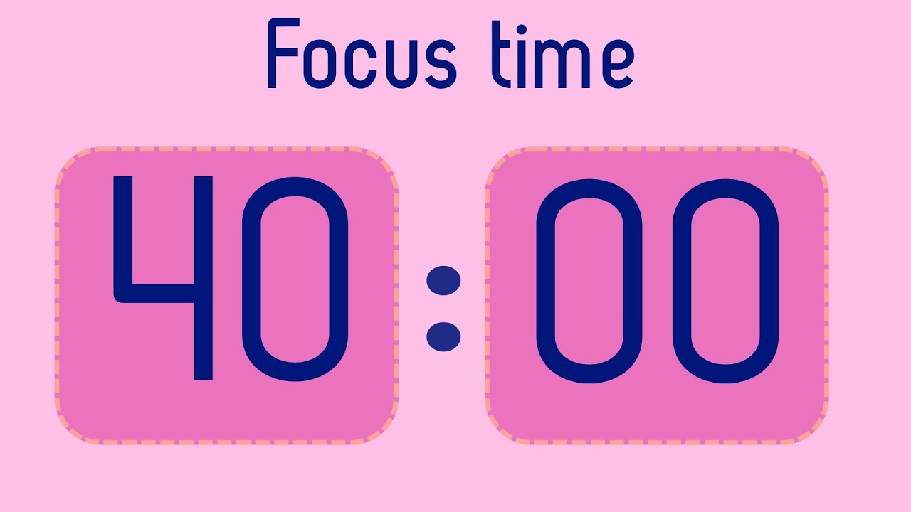 Đồng Hồ Đếm Ngược 40 Phút 🧡 Light Pink Background 🧡 ASMR Tick Tock | Deep Focus & Productivity
