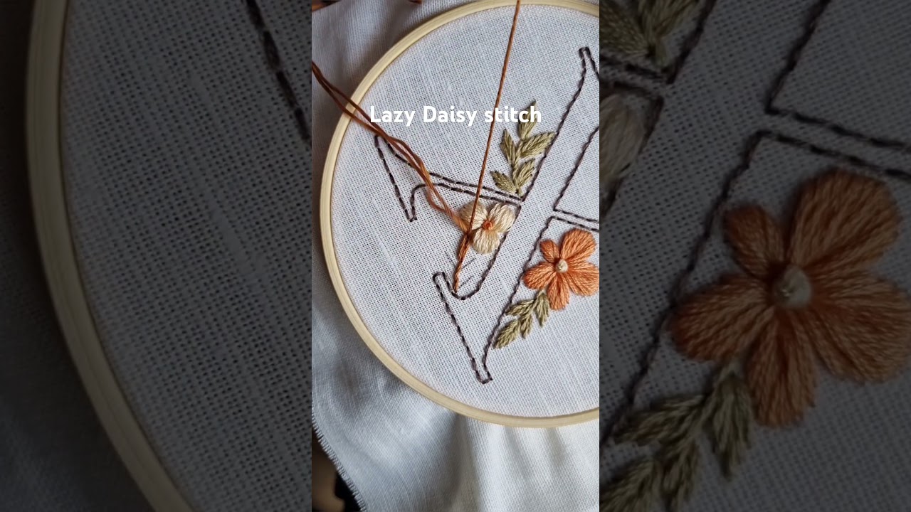 Quick Lazy Daisy stitch tutorial #embroidery #handembroidery #handmade #stitch #alphabet #art #craft