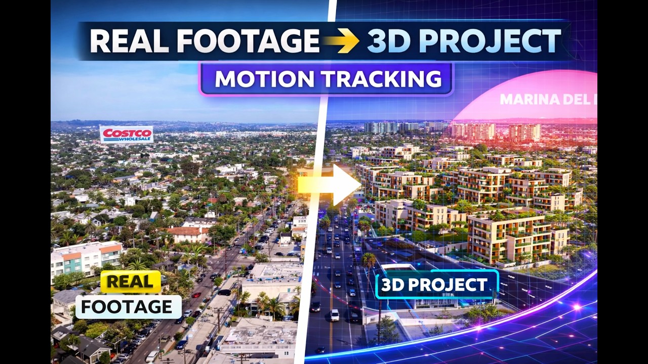 Google Earth Studio and drone footage with motion tracking | full project
