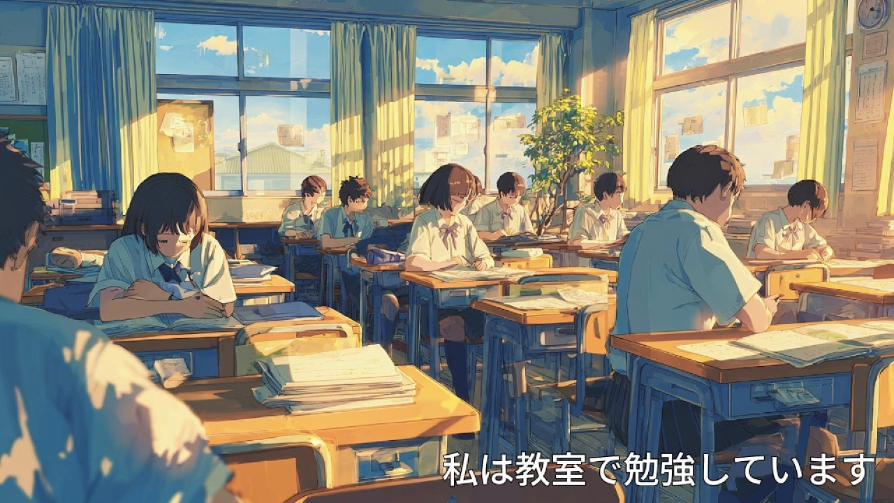 私は教室で勉強しています。