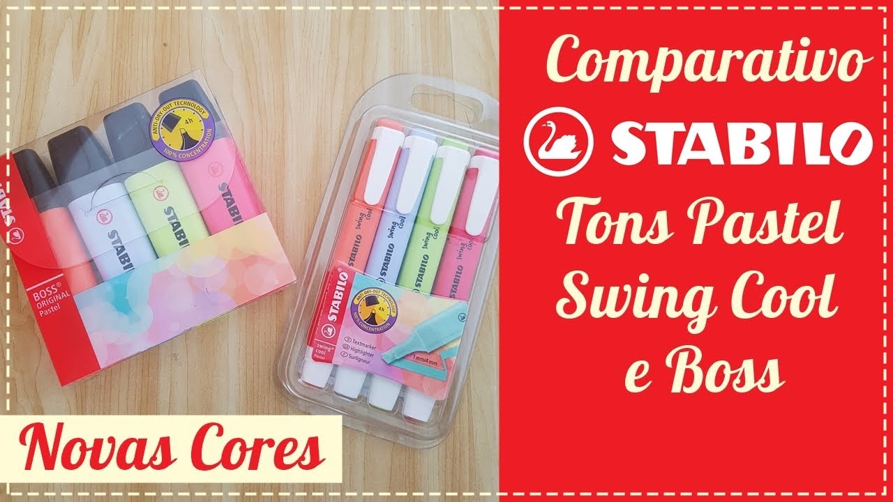 COMPARATIVO Marca-Texto STABILO:  Boss Pastel X Swing Cool Pastel