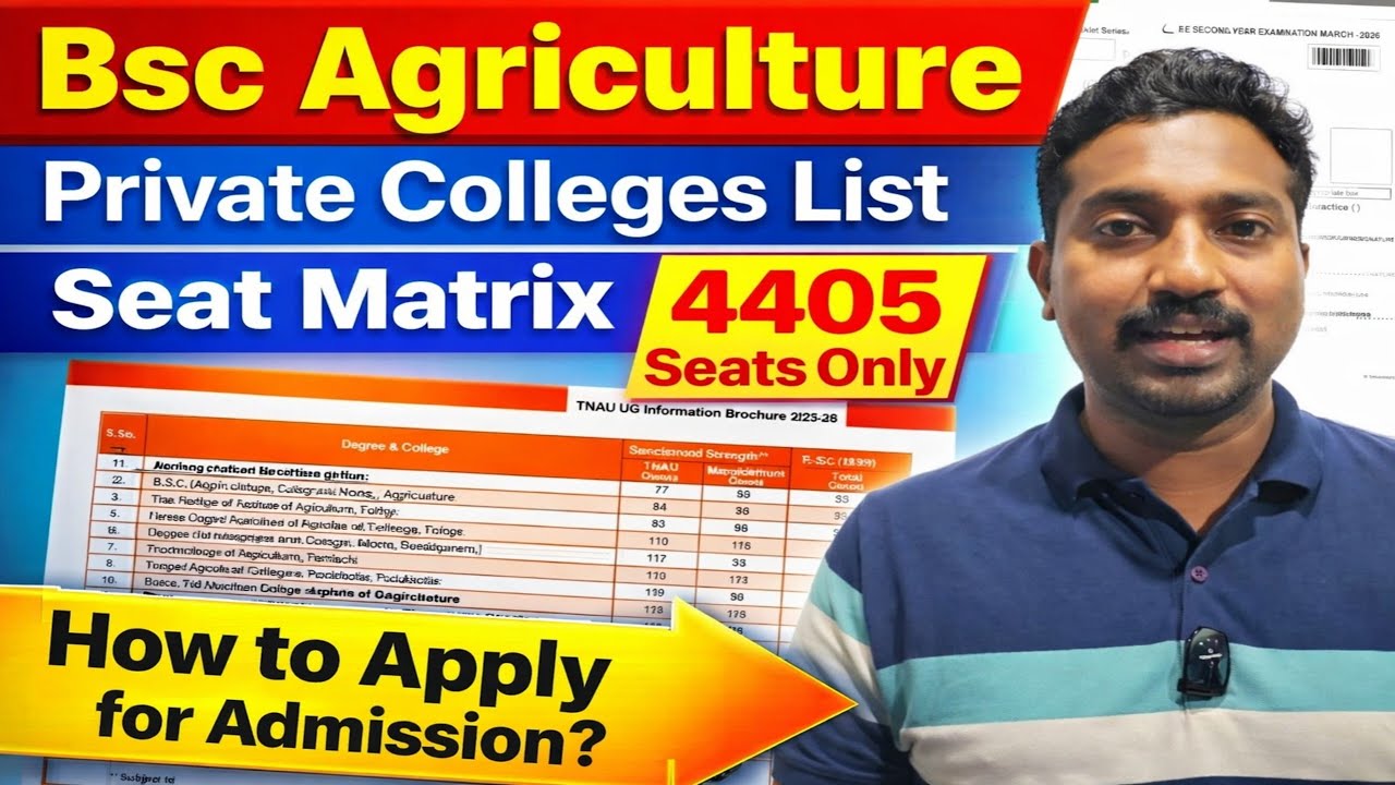 TNAU B.Sc Agriculture 2026 &ndash; Full Seat Matrix | Best Private Agriculture Colleges in Tamil Nadu 2026