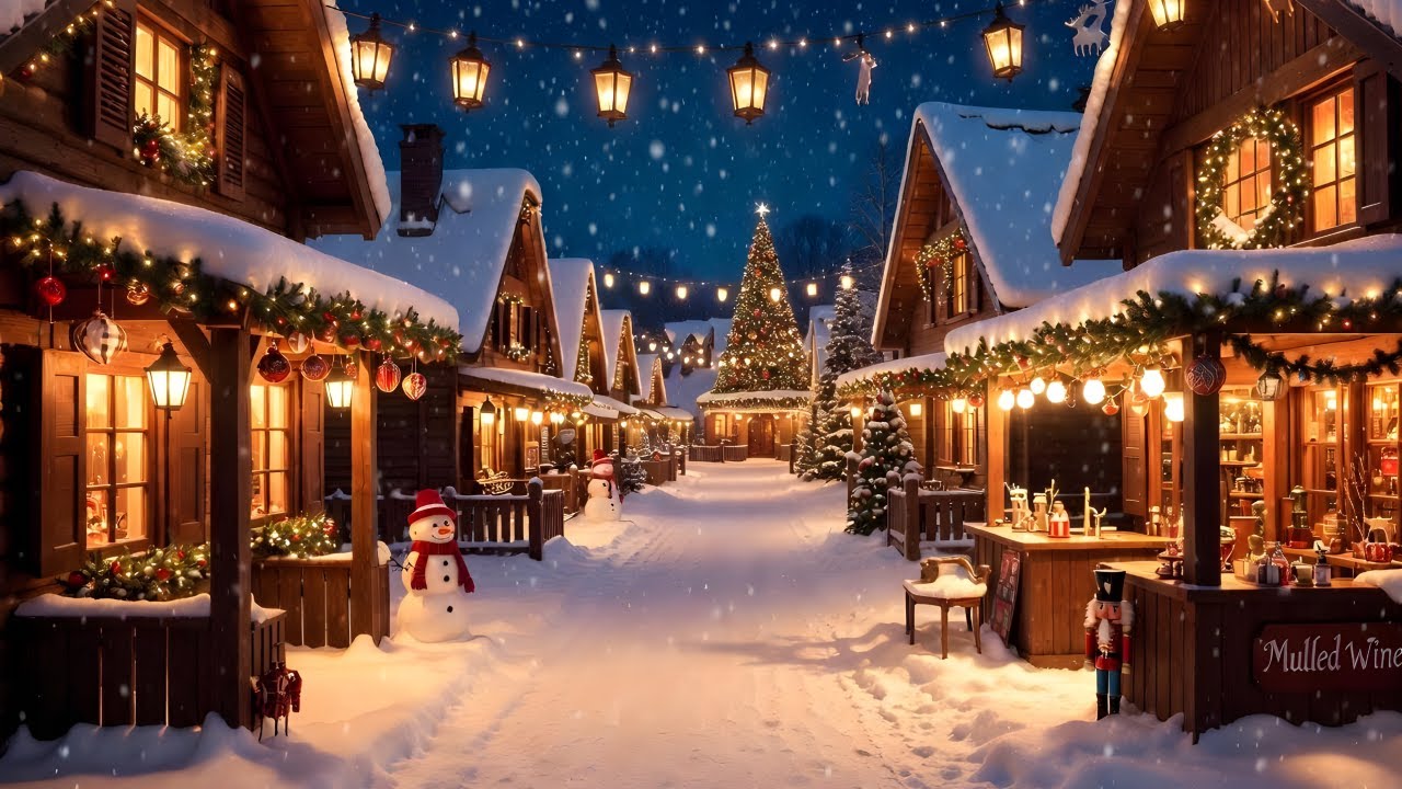 ✨ Cozy Christmas Village Night — Snowfall, Warm Lights & Holiday Magic ✨