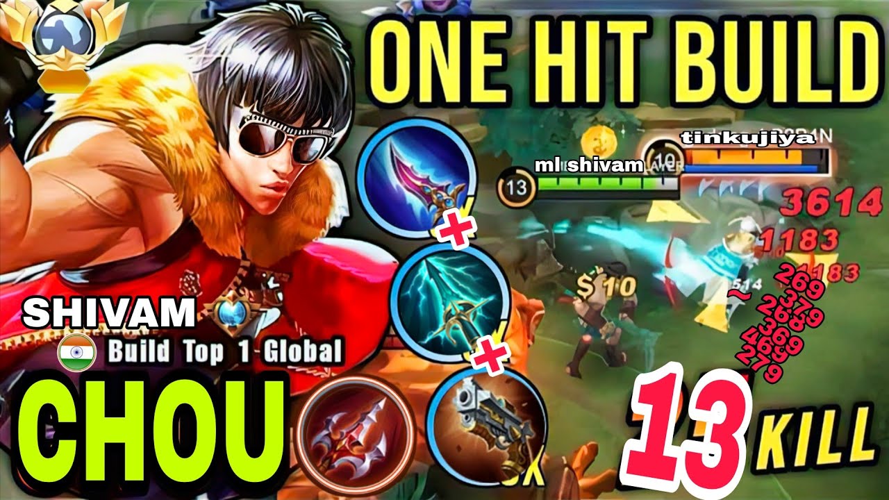 CHOU ONE SHOT!! BUILD CHOU TERSAKIT 2025 BEST 1 HIT BUILD! MOBILE LEGENDS 