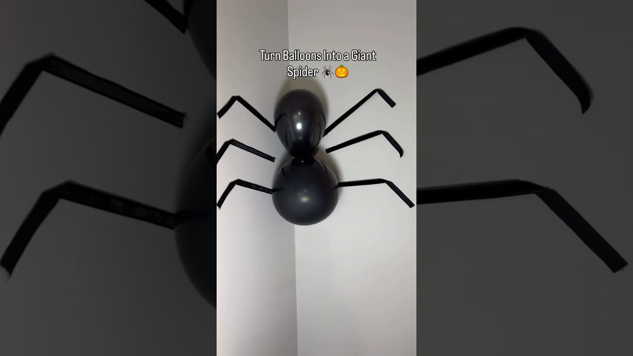 Паук на Хэллоуин своими руками 🕷️ Простой декор из жутких воздушных шаров 👻 #HalloweenDIY #Spooky...