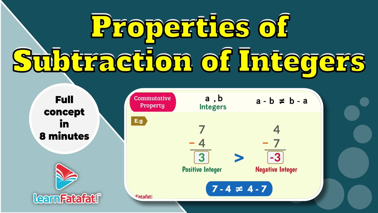 Class 7 Maths Integers - Properties of Subtraction of Integers - LearnFatafat