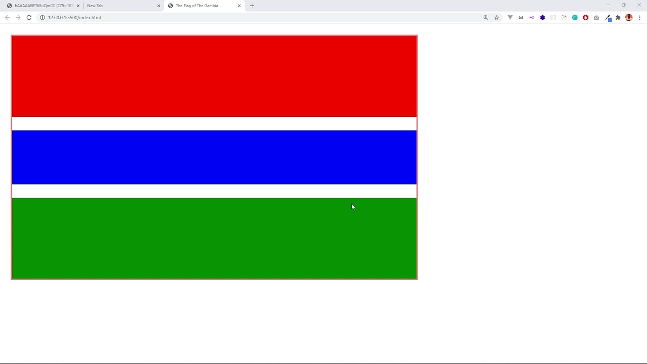 Basic HTML and CSS - build the Flag of The Gambia