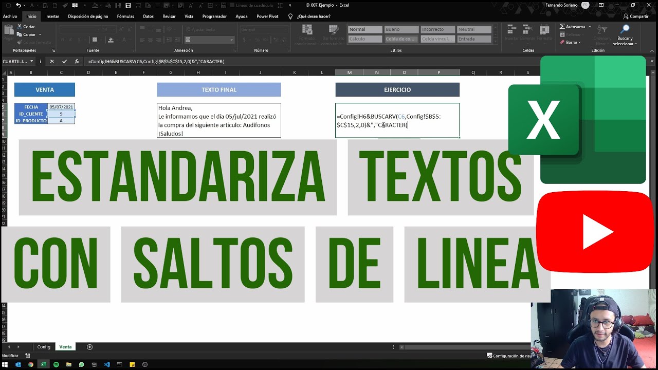 Cómo hacer un SALTO DE LINEA con FÓRMULA en Excel