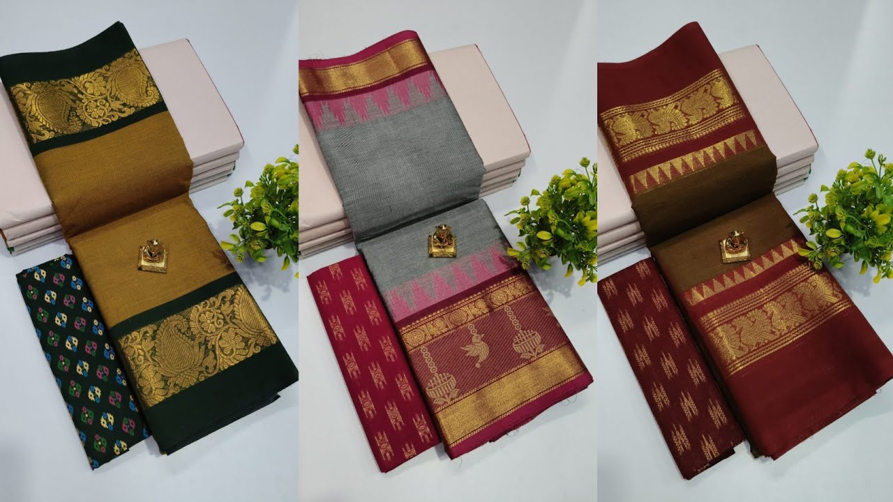 80 Count Pure Chettinadu Cotton Sarees Without Blouse Saree Length 5.50 Meter