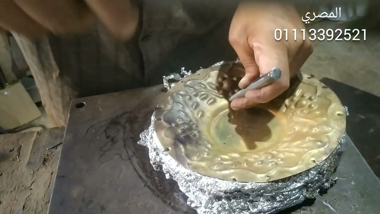 تشكيل النحاس يدوي فن النقش على طبق يدوي